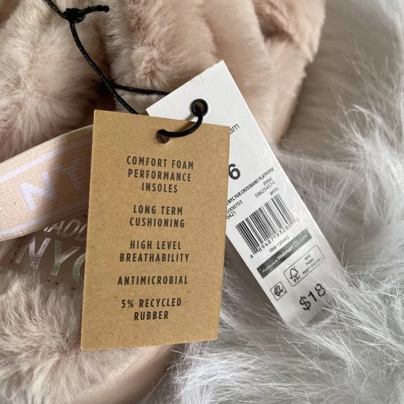 NEW Madden NYC Pink Faux Fur Crossband Platform Slipper 6 Sandals Elastic Band - Picture 2 of 7